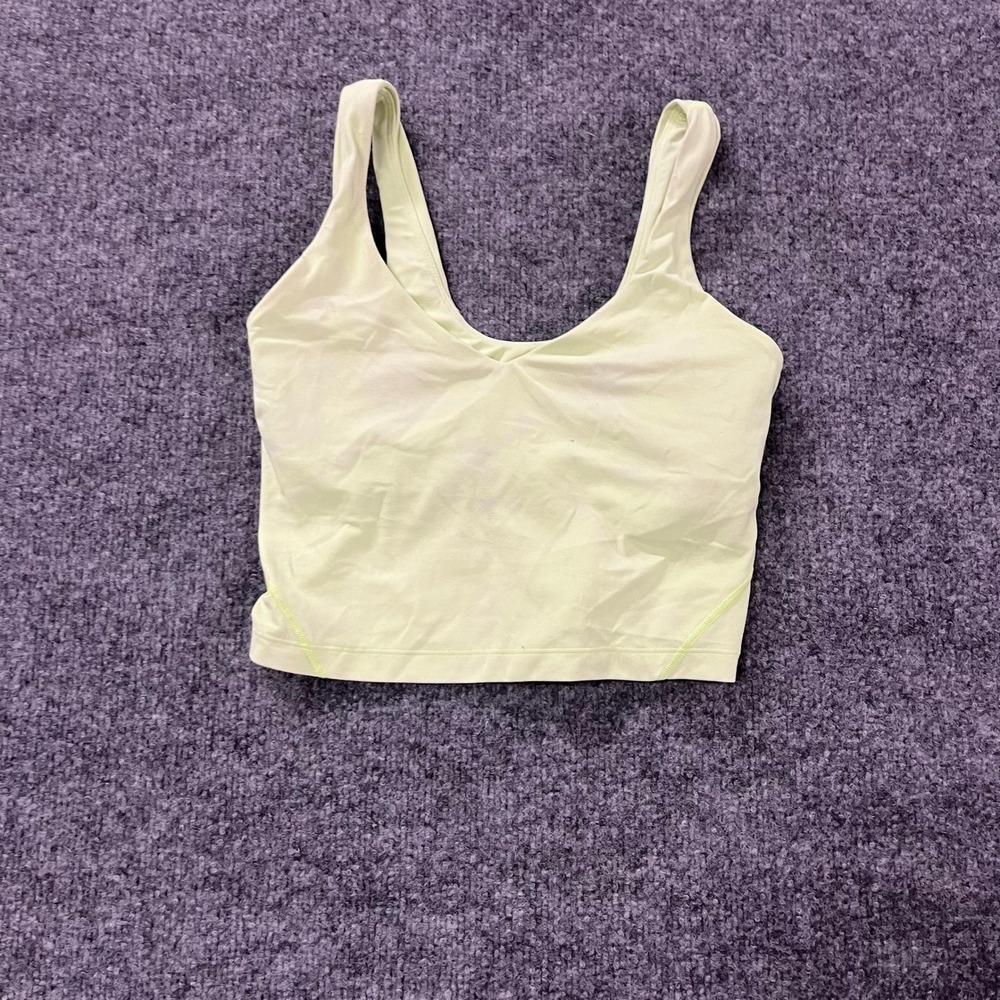 Lululemon Tank Top Womens Size 4 Lime Green Align Cropped Built-in Bra Yoga